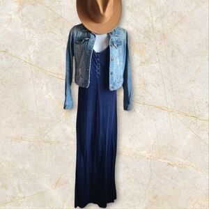 Blue Tank-top  Sleeveless Maxi  Dress M 7/8